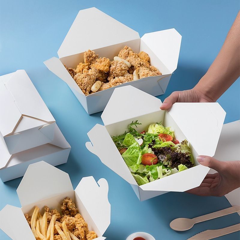 Białe kartonowe pudełko podarunkowe papierowe pudełko do pakowania fast foodów do przekąsek w restauracji