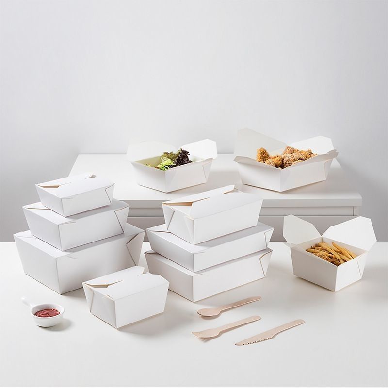 Białe kartonowe pudełko podarunkowe papierowe pudełko do pakowania fast foodów do przekąsek w restauracji